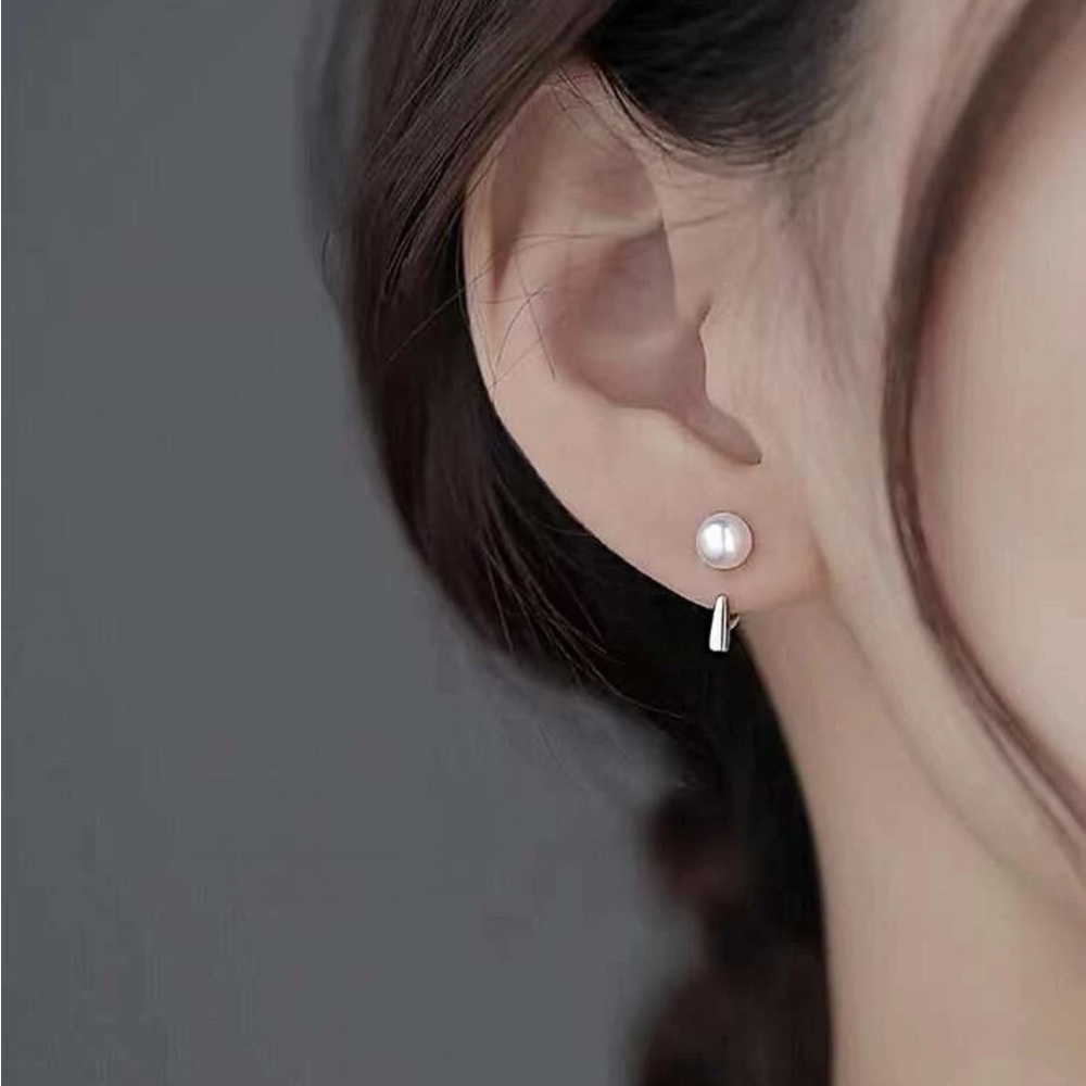 🎉 New Pearl Bead Silver Plated Jacket Earrings set